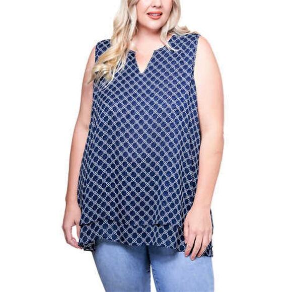 New! Cristina B Lightweight Blouse Soft Double Layer Hi-low Hem Tunic Top - Picture 2 of 6